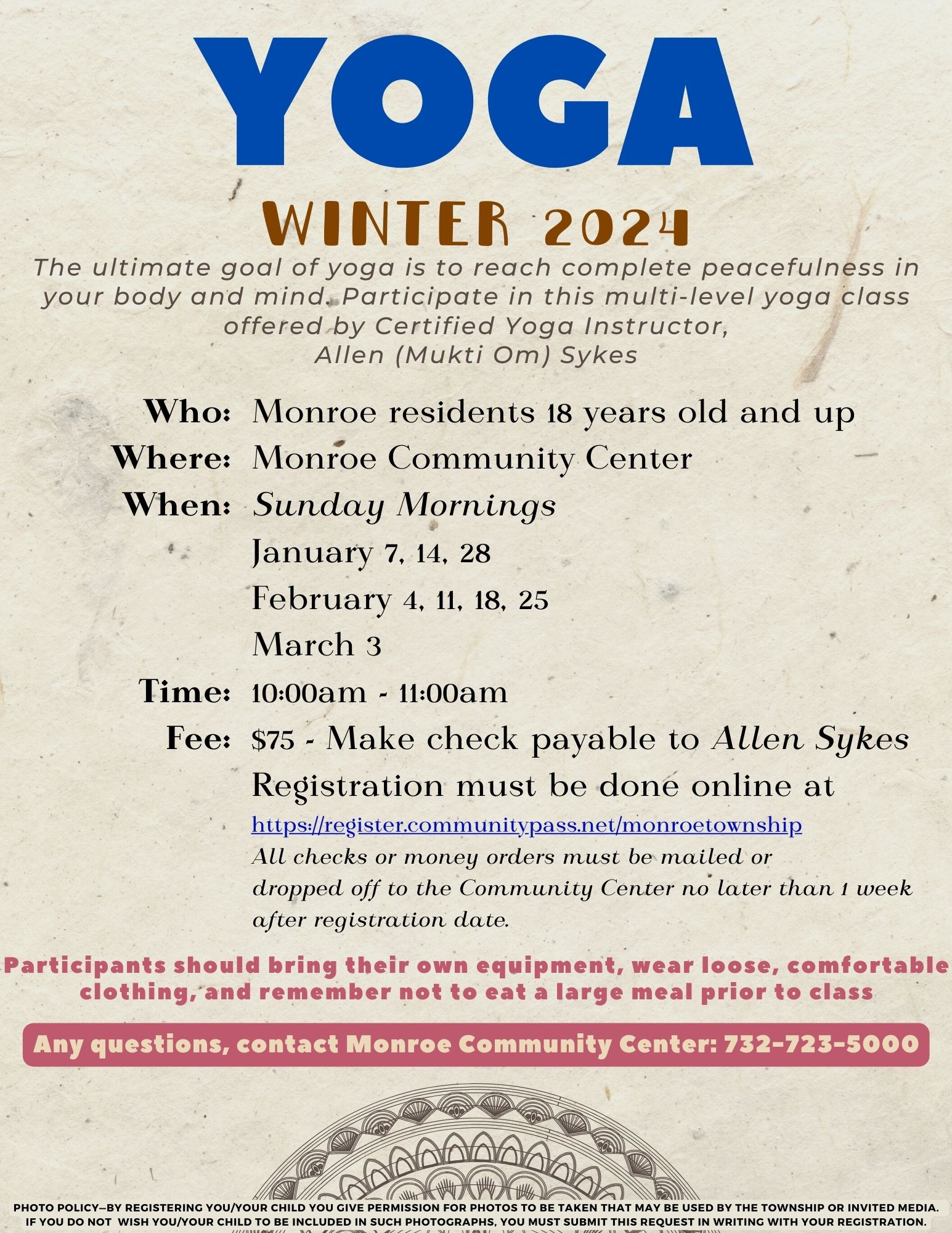 Adult Programs   YOGA WINTER 2024 Update 