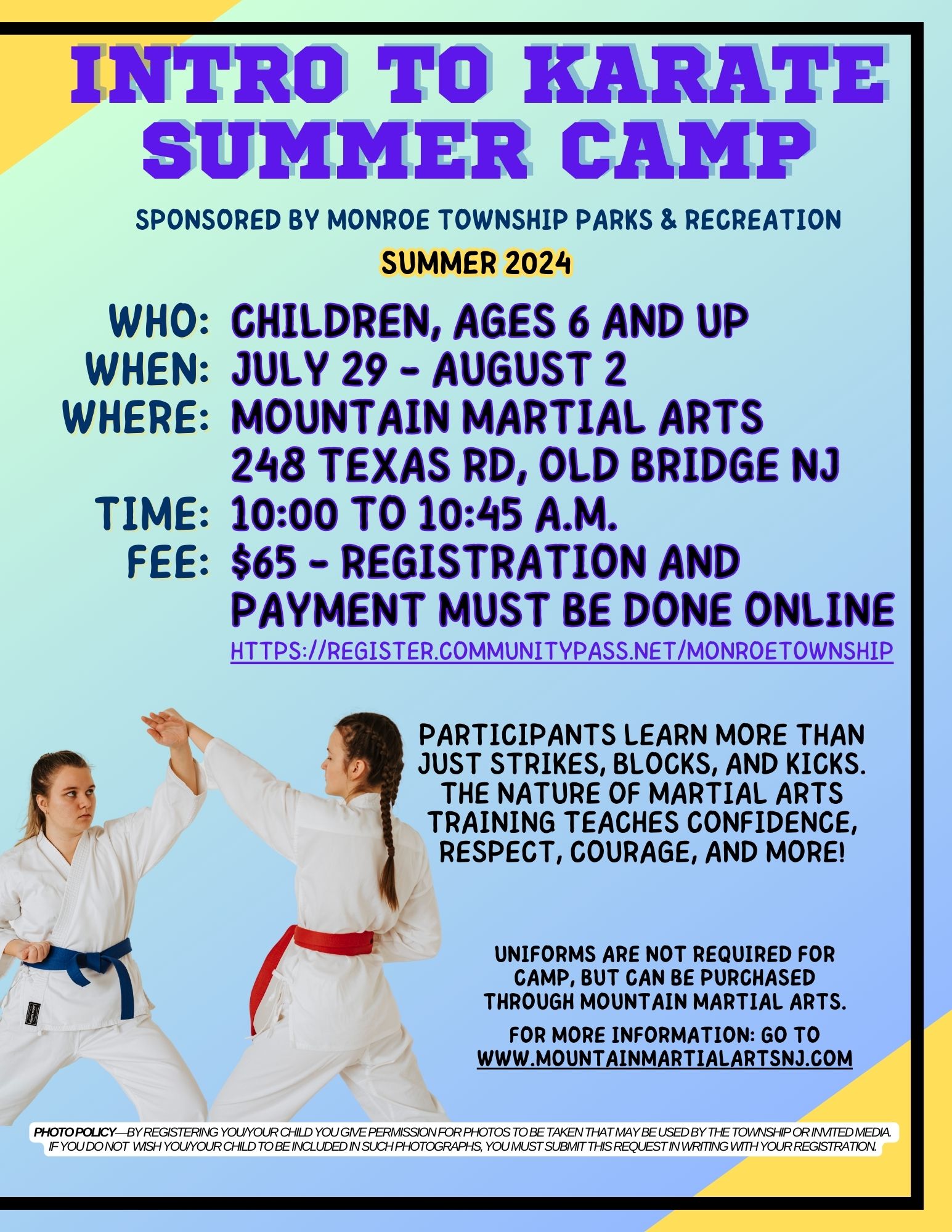 INTRO TO KARATE SUMMER CAMP 2024